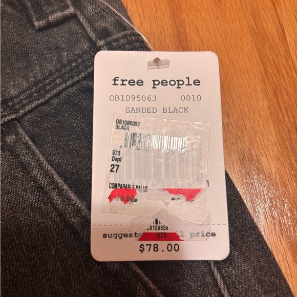 Free People Sidecar Mini Denim Skirt Sanded Black Size 27 New With Tags - Picture 10 of 10